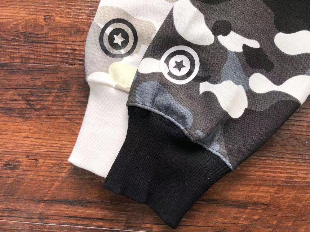 Bluza Z Kapturem Bape Shark A Bathing Ape Moro Biała/Szara