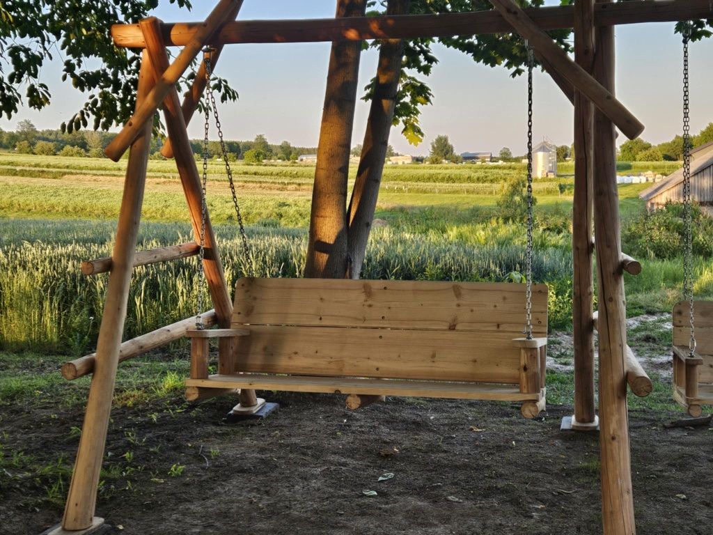 Huśtawka ogrodowa drewniana,Solidna.3+1,Transport,Montaż,Gwarancja