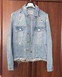 River Island jeansowa kurtka katana z dziurami