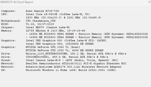 Acer Aspire 7 A715-72G•i5-8300H•GTX 1050Ti•32GB RAM•2× SSD•Stacja USB