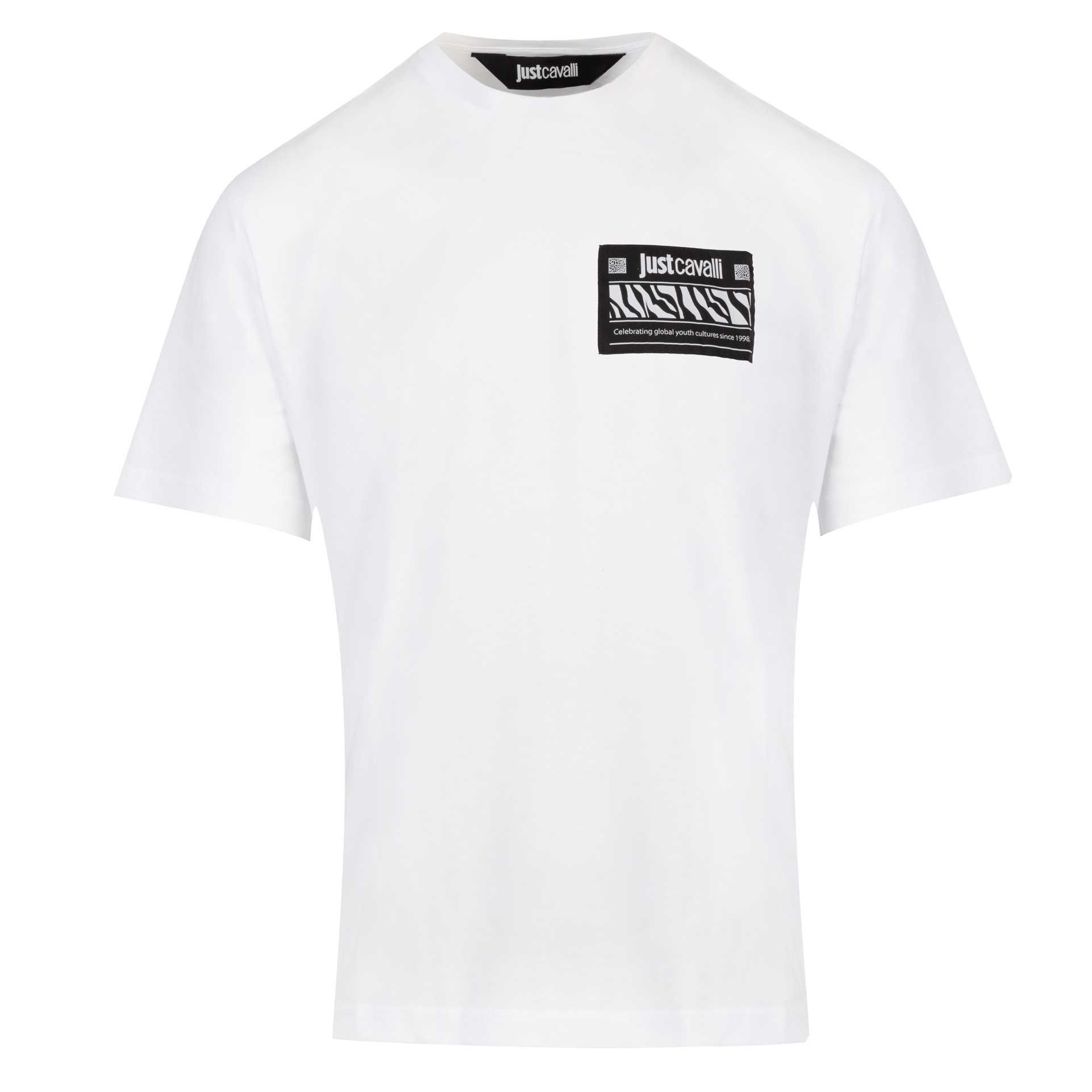 JUST CAVALLI markowy włoski t-shirt NOWOŚĆ WHITE