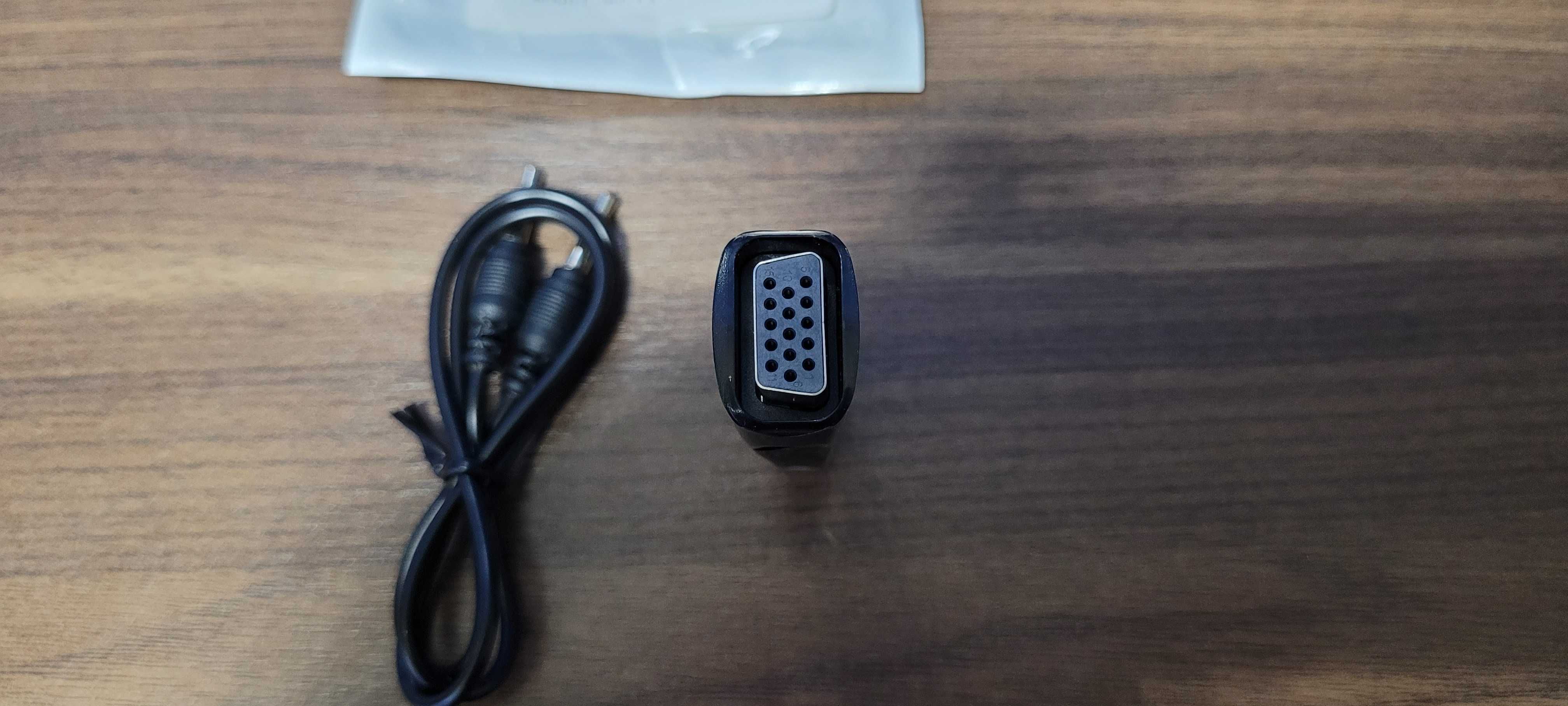 Konwerter adapter z hdmi na vga d-sub, dźwięk mini jack.