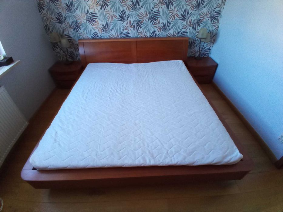 180x200 Komplet łóżko stełaż szafki nocne lampy, materac