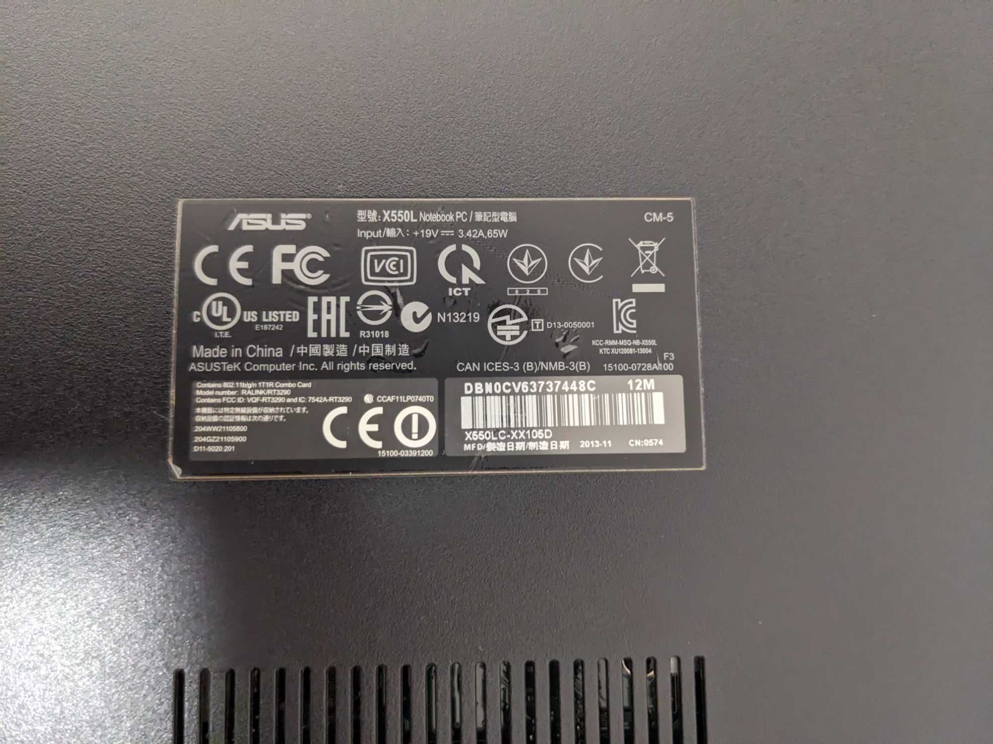 Ноутбук ASUS x550L