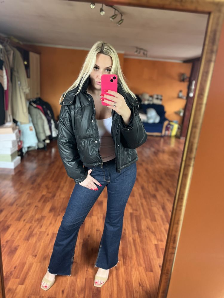 Czarna kurtka puffer bomberka min min miu miu 40 L