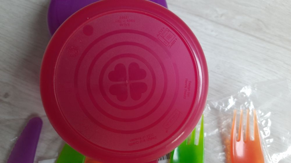 Nowe IKEA KALAS Sztućce plastikowe + Dwie Miseczki zestaw dla dziecka