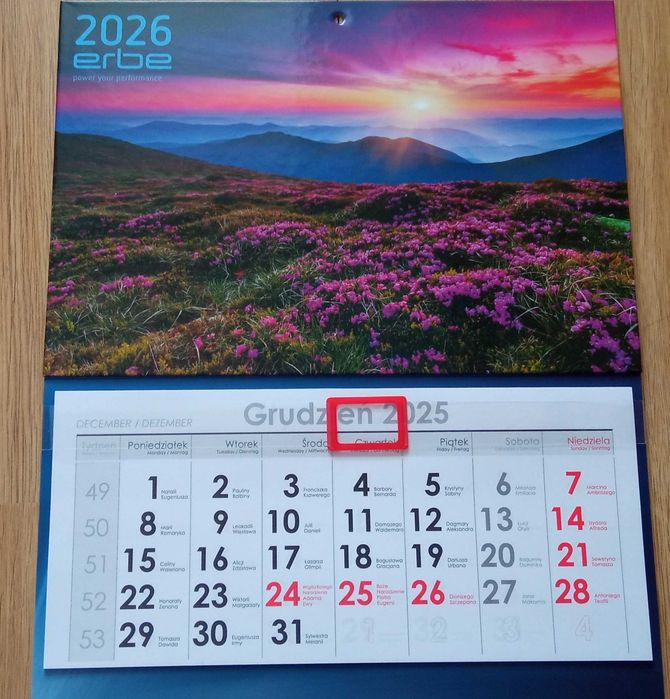 Kalendarz ścienny 2026