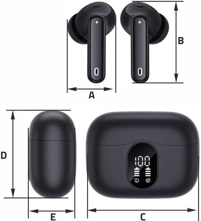 Bezprzewodowe słuchawki douszne XINWLD A97 Pro Bluetooth 6-8H czarne