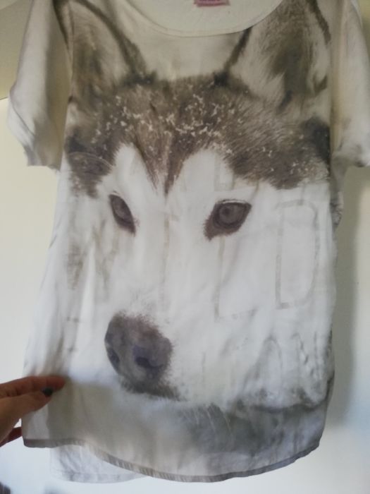 Bluzka z białym wilkiem L