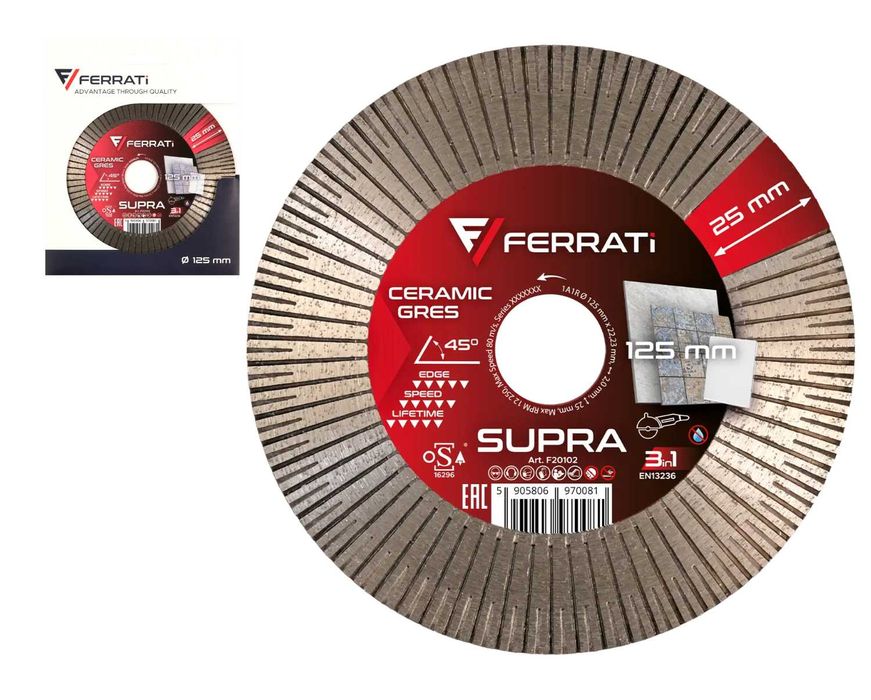 Ferrati SUPRA tarcza diamentowa tnąco szlifująca 125 mm