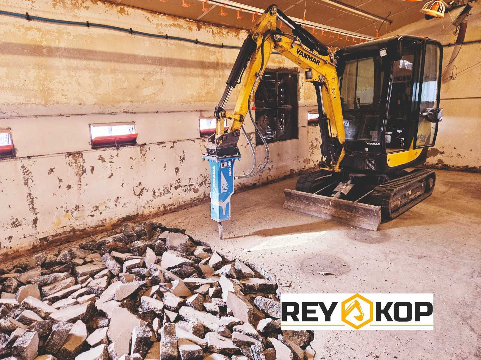 Usługi minikoparką, koparko-ładowarką, młot, wiertnica, kucie betonu