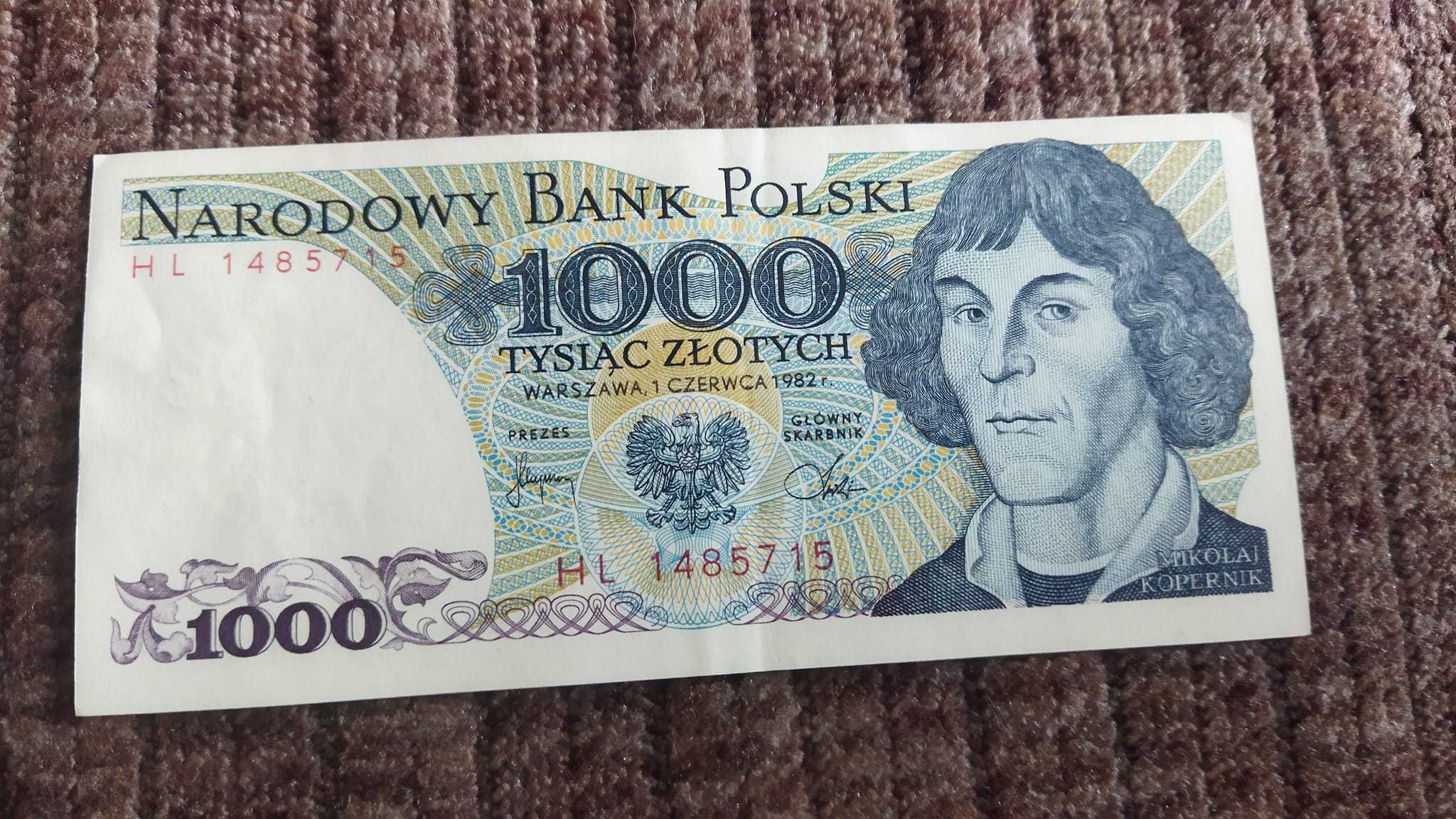 Banknot PRL 1000 zł 1982 seria HL Nowy