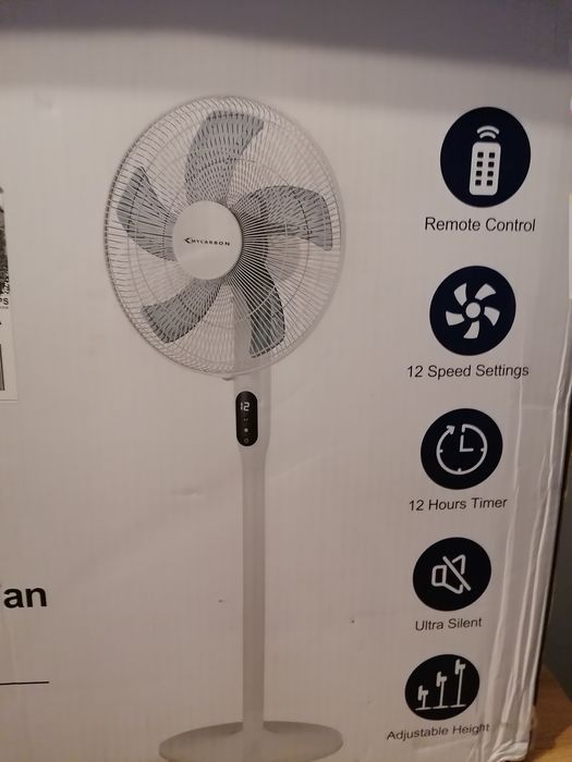 Wentylator stojący biały z pilotem
