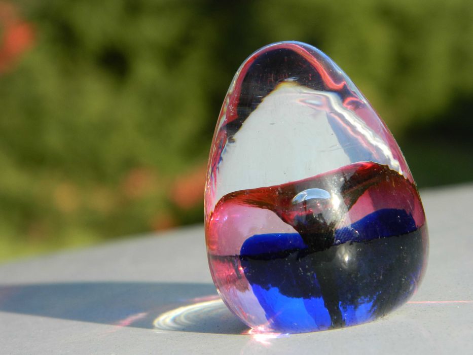 przycisk do papieru * glass paperweight szkło dekoracyjne * eliptyczny