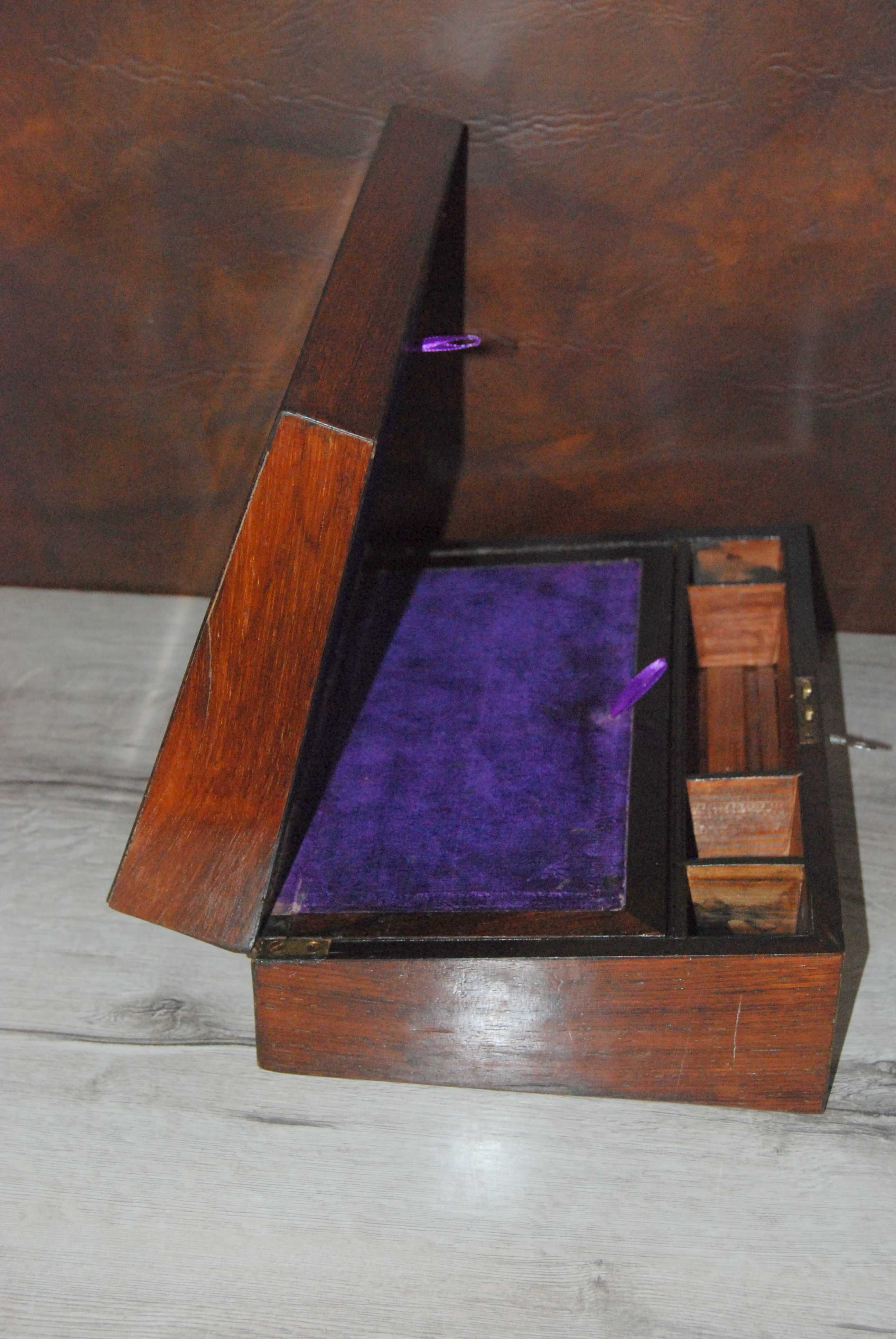 antyk szkatułka kuferek skrzynka biurko podróżne ok 1880