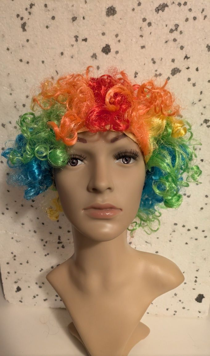 PERUKA AFRO / Klaun - Kolorowa KRĘCONE włosy - unisex