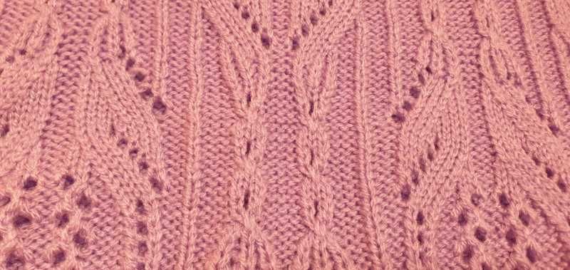 Sweter lila dziergany ażurowy przód Paola 50/ 52