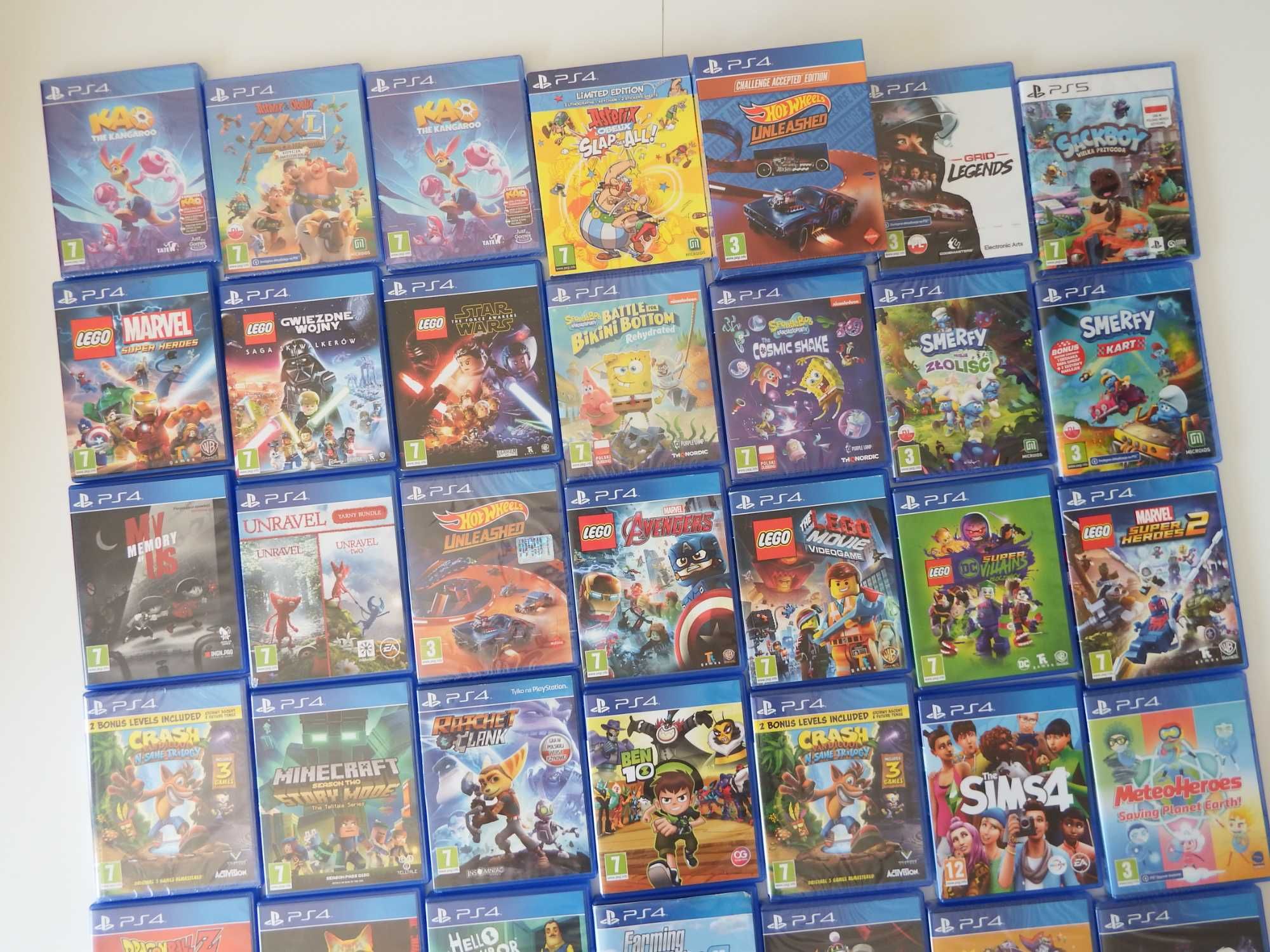 GRY DLA DZIECI PS4 PS5 LEGO Crash Kangurek Kao FARMA Simsy Asterix