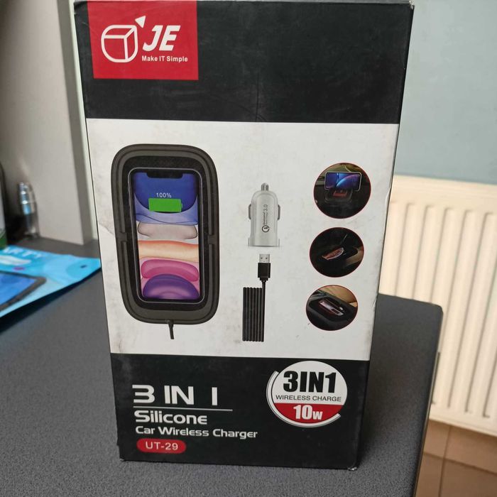 Uchwyt na telefon z bezprzewodową ładowarką samochodową 10W indukcyjna