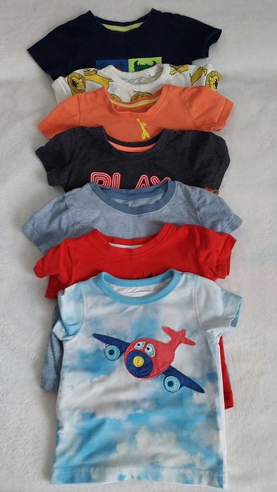 7 szt Koszulki letnie chłopięce na krótki rękaw 80