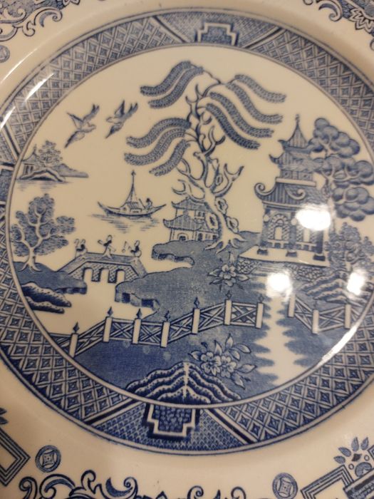 Angielski Kraj Angielski Ironstone Anglia Niebieski talerz płaski 24 c