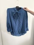 Niebieska koszula bluzka z wiązaniem na szyi vintage elegancka Zara XL
