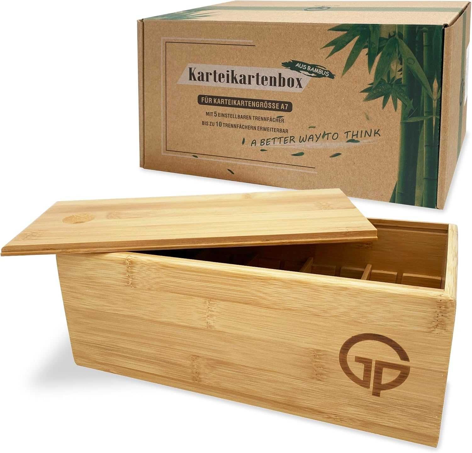 Pudełko indeksowe z drewna bambusowego