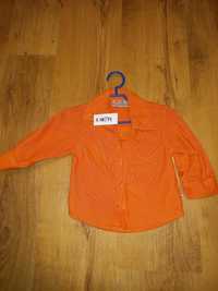Pomarańczowa koszula z długim rękawem dla chlopca r.68/74