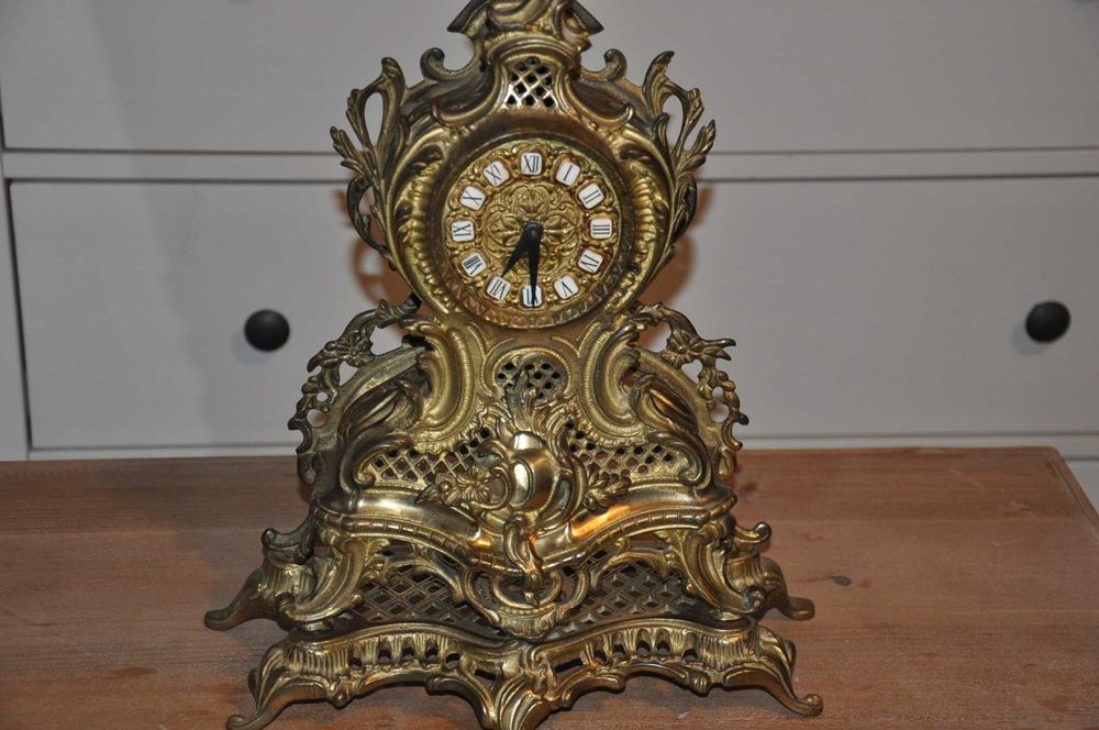 Zegar kominkowy mosiądz złoty