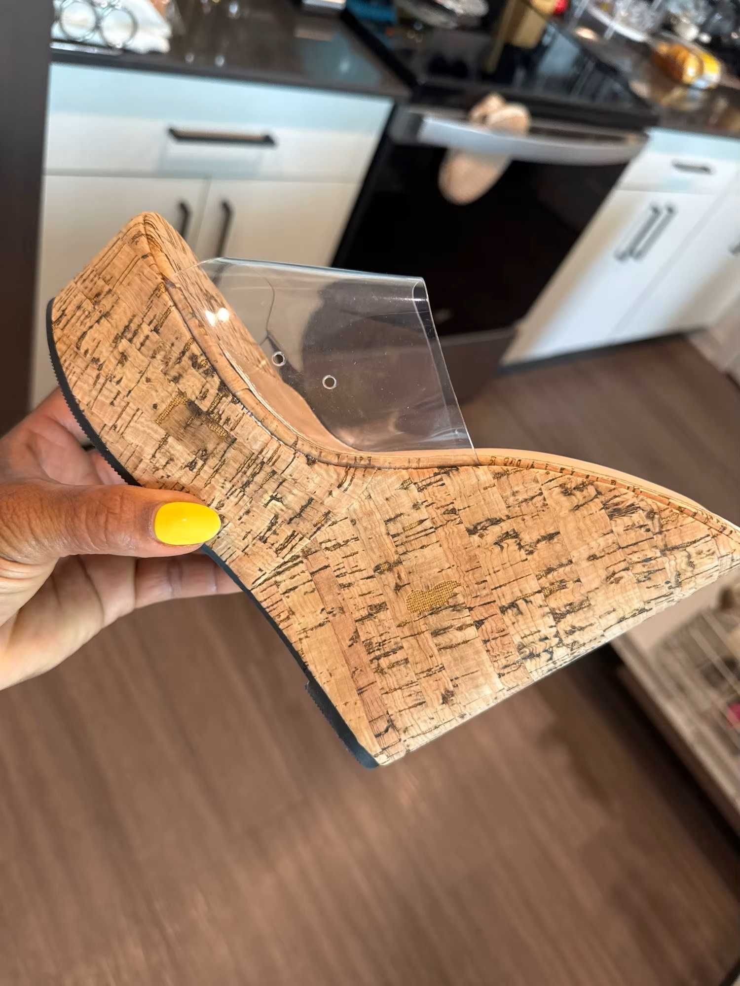 Klapki koturn korkowe