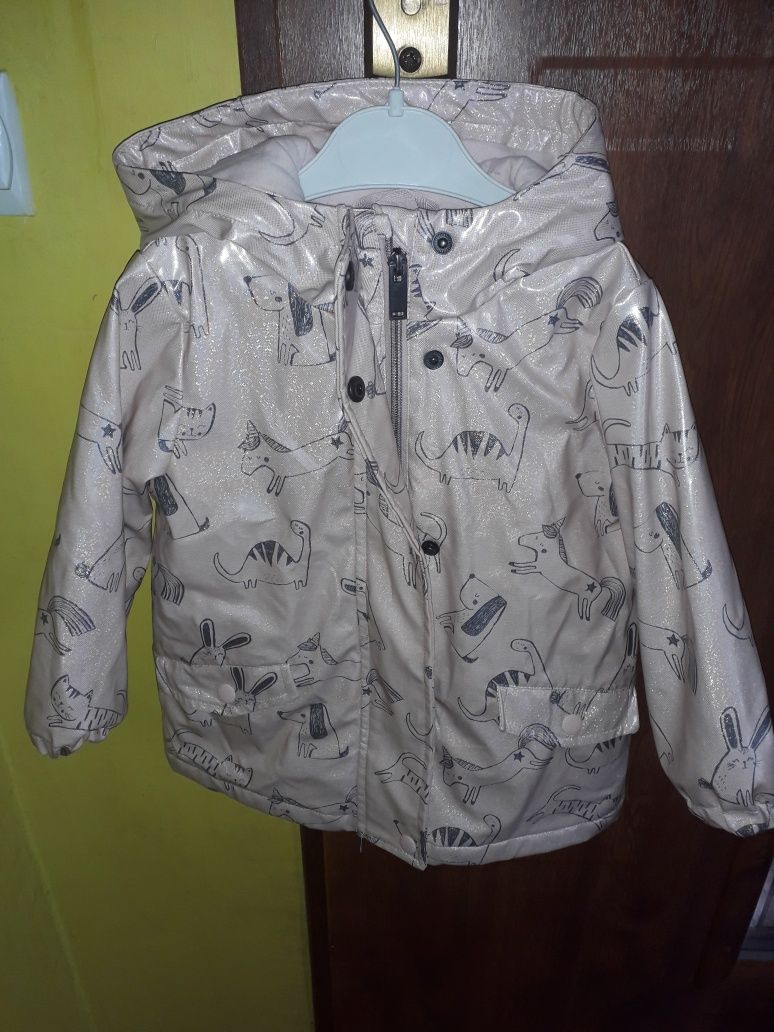 98 cm next wiosenna przeciwdeszczowa kurtka z brokatem dla dziewczynki