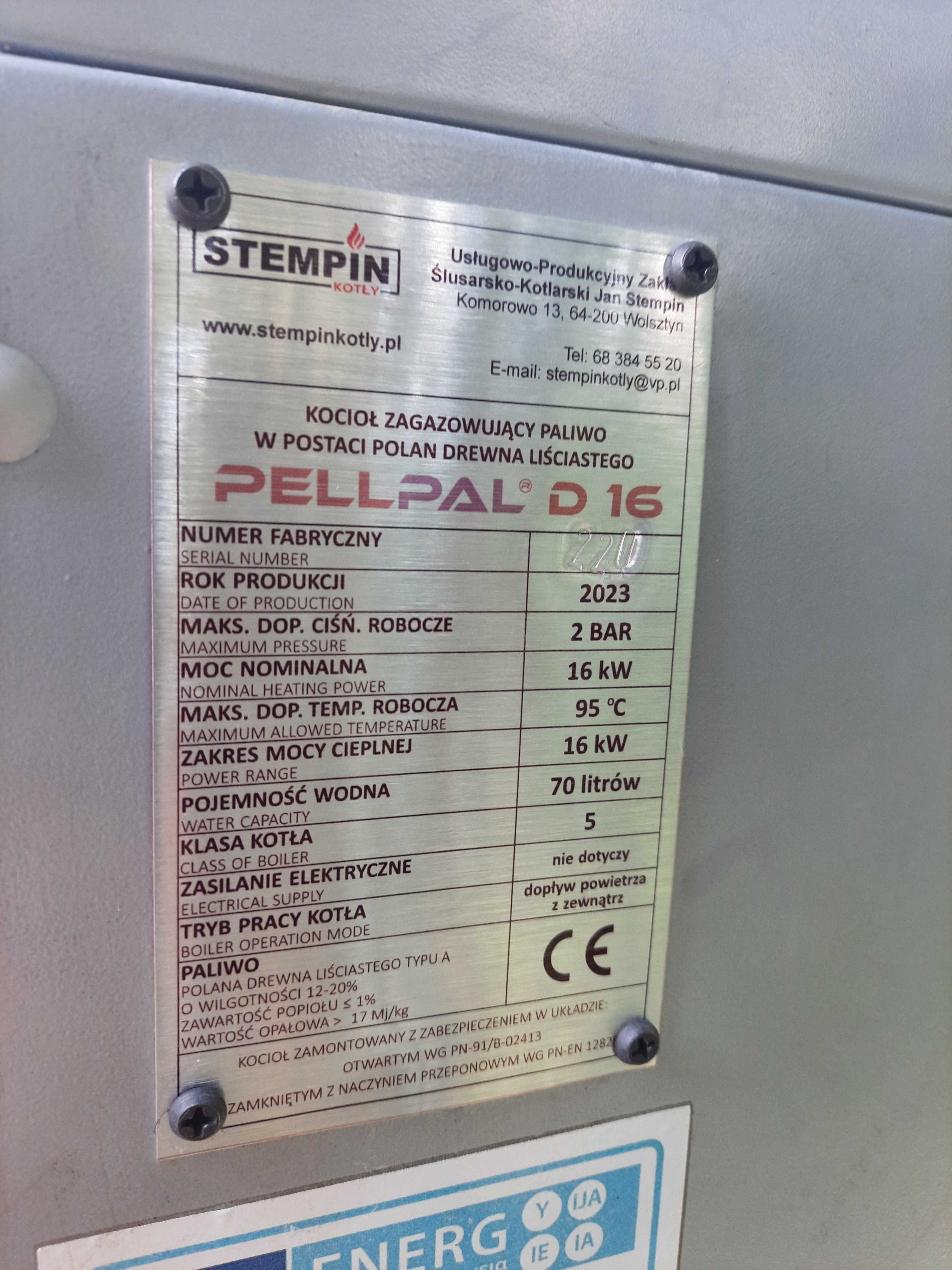 Kocioł zagazowujący klasa 5 Pell Pall D16 kocioł na drewno