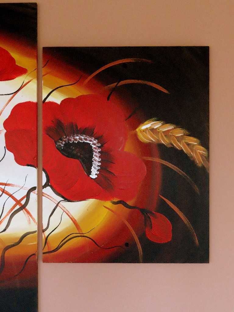 OBRAZ czerwone MAKI obrazy 4 części 73X130