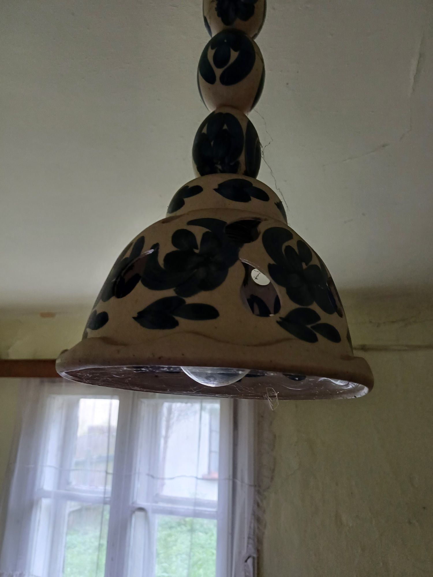 Lampa wisząca kuchenna żyrandol PRL ceramika Włocławek
