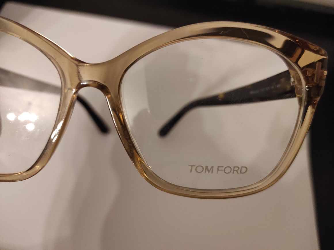 Tom Ford oprawki okulary korekcyjne TF5435 brąz beż złoto 057 new