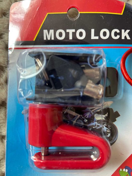 Kłódka do motocyklu roweru skutera hulajnogi z linką nowa