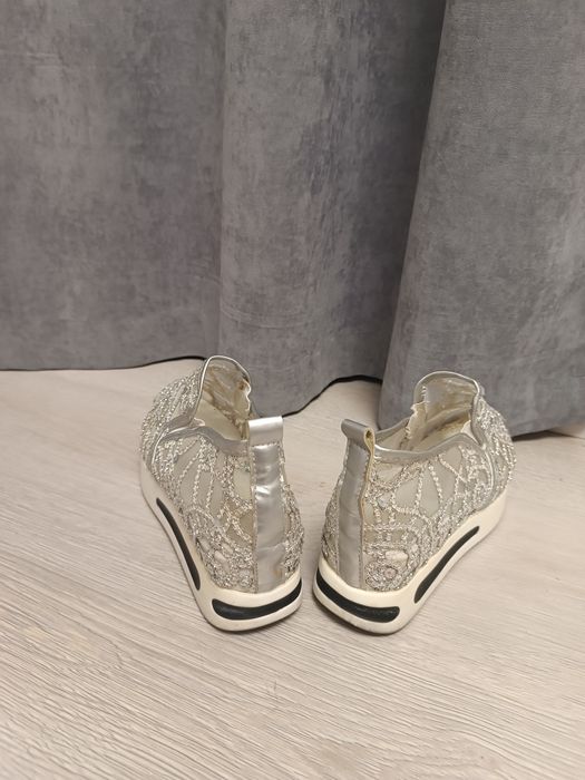 Мокасіни сітка срібні