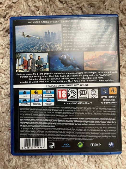 Диск PlayStation 4 Grand Theft Auto V