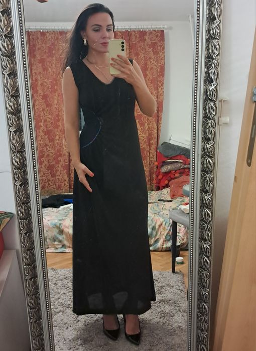 Elegancka maxi czarna sukienka z bolerkiem rozm. M. L