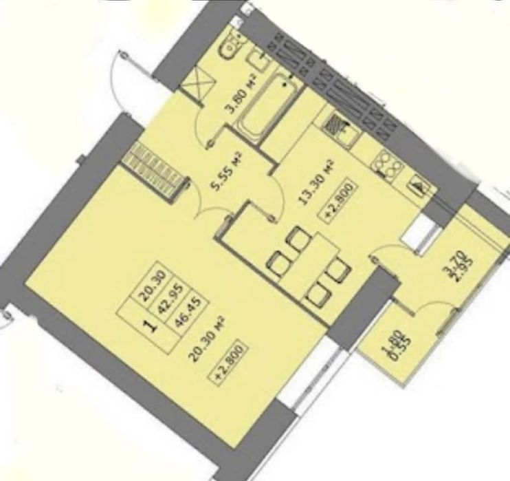 Продаж 1 кім квартири на Бамі