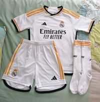 Equipamento branco oficial Real Madrid FC 23/24 11/12 anos