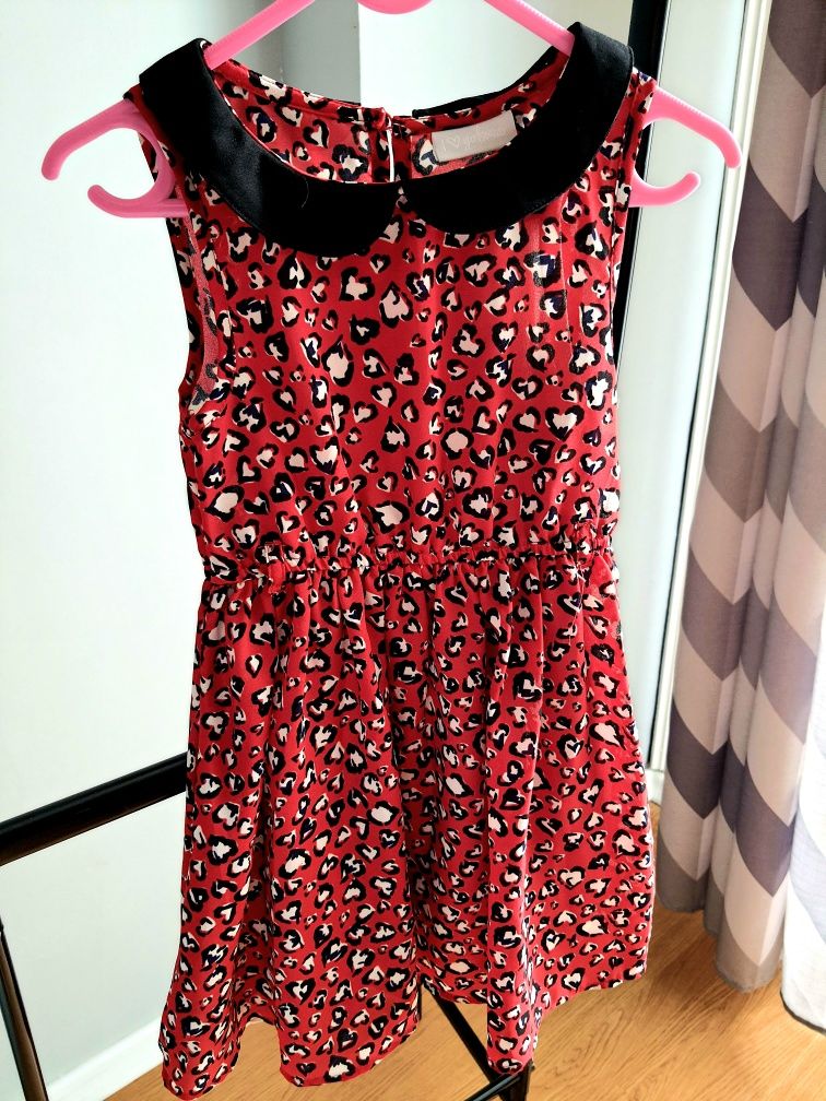 Sukienka z kołnierzykiem w panterkę Matalan 110cm