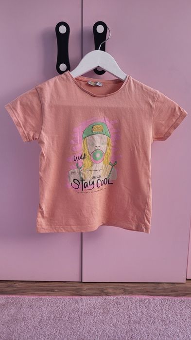 Koszulka 122 (5 sztuk) na krótki rękaw dziewczęca dziewczynki bluzka