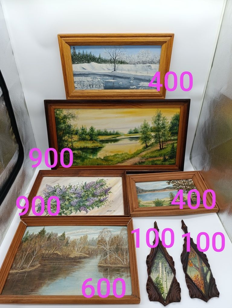 Картина маслом пейзаж ліс природа бузок на полотні картоні дереві