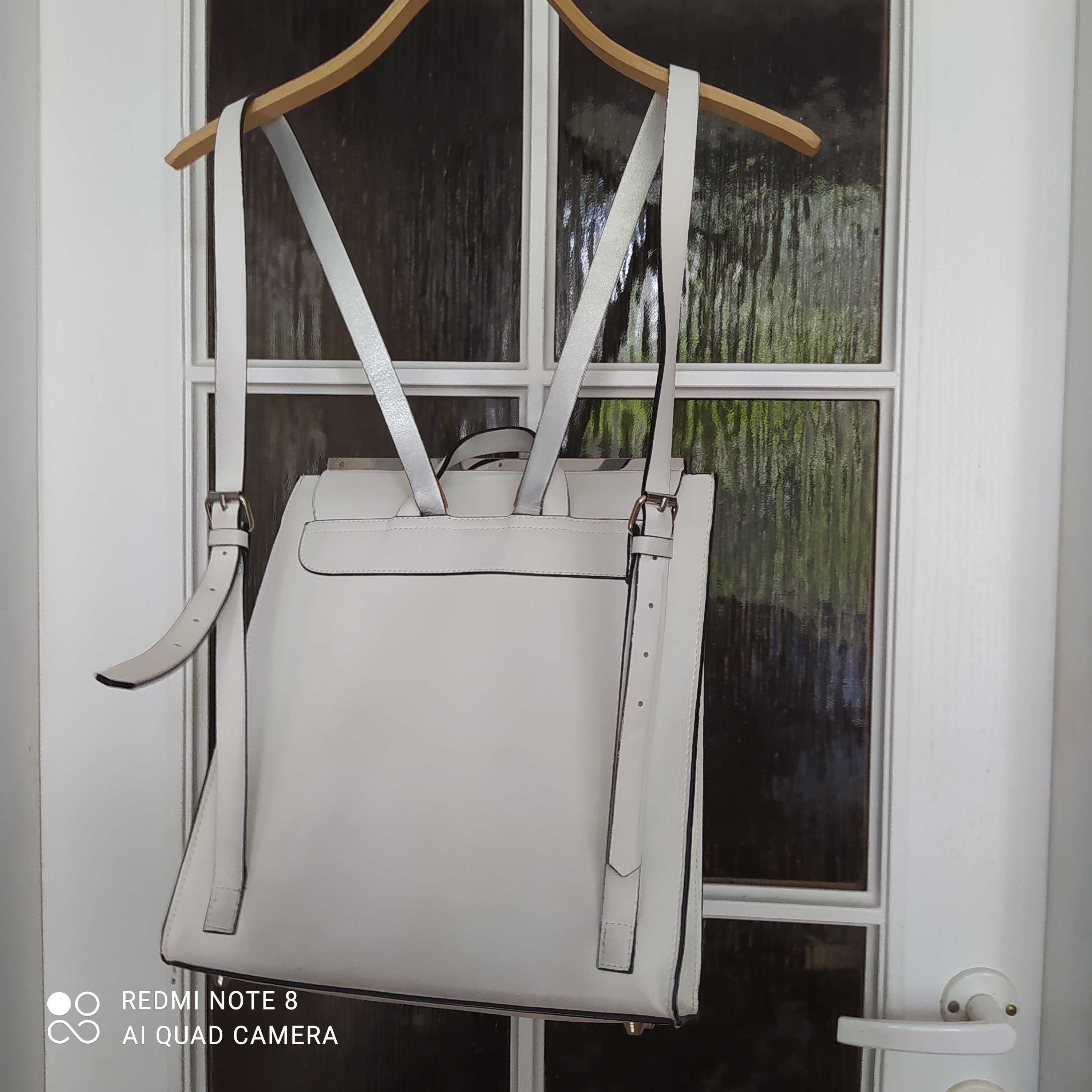 Белый элегантный рюкзачок ZARA кожаный и белый мини рюкзак