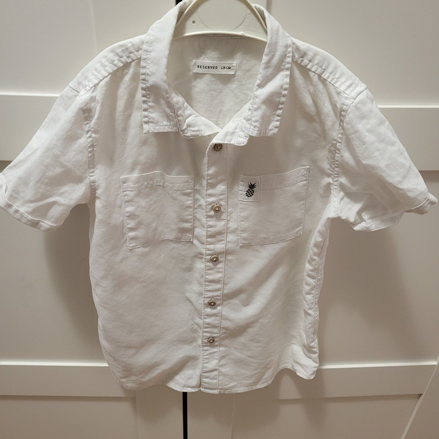 Koszula dziecięca biała na krótki rękaw  reserved 128 biała elegancka