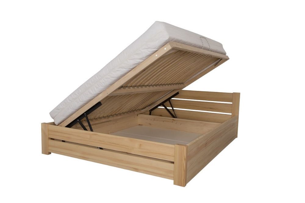Łóżko drewniane PODNOSZONE Ametyst 4/3 sosnowe 100x200 podnośniki gaz