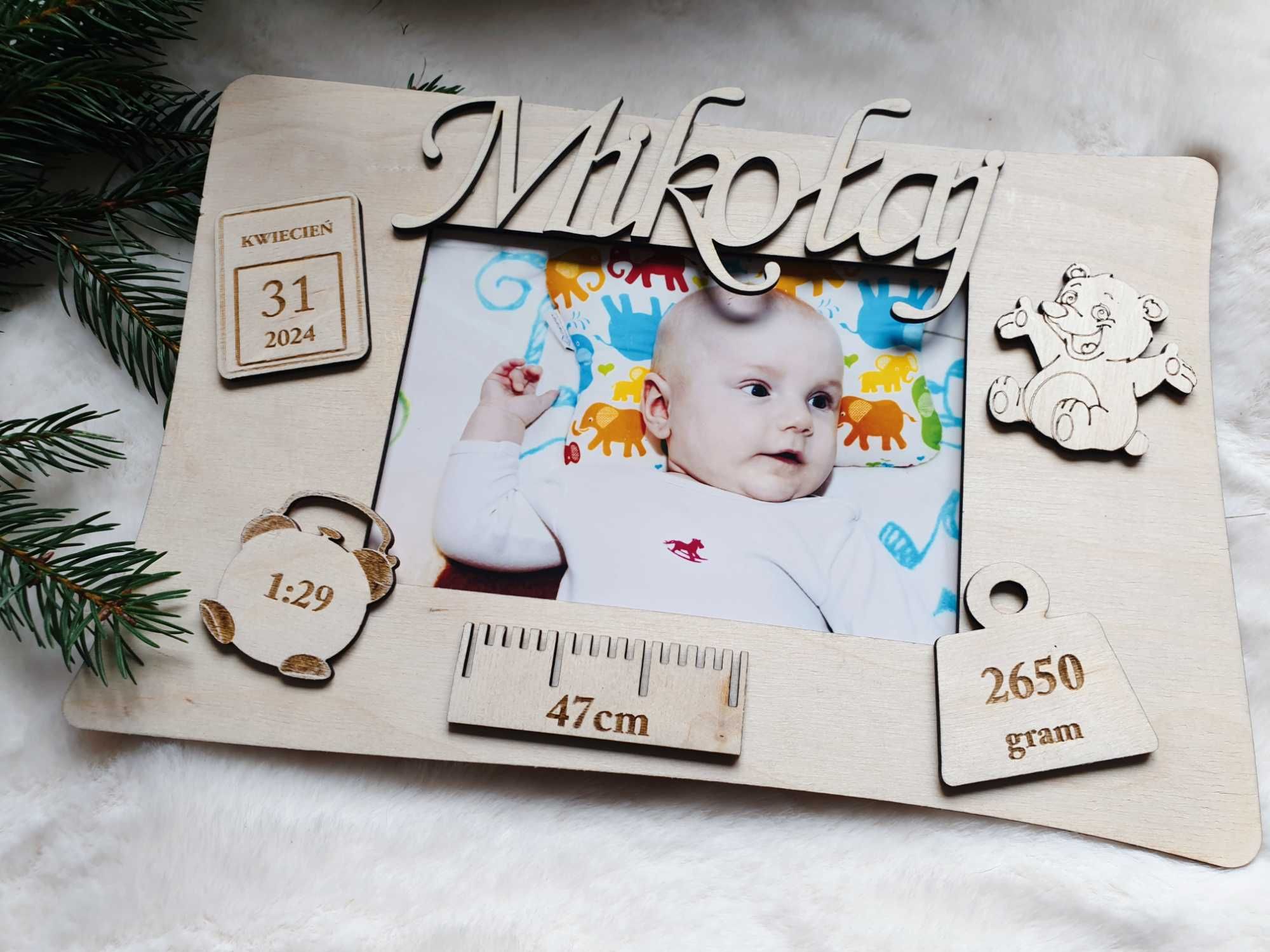 Ramka na zdjęcia 10x15cm  z metryczką dziecka