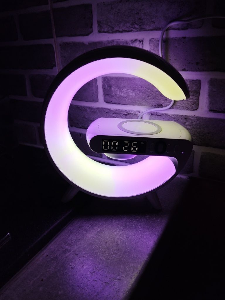 Lampka 8w1 biurkowa nocna bluetooth zegar głośnik budzik radio Led