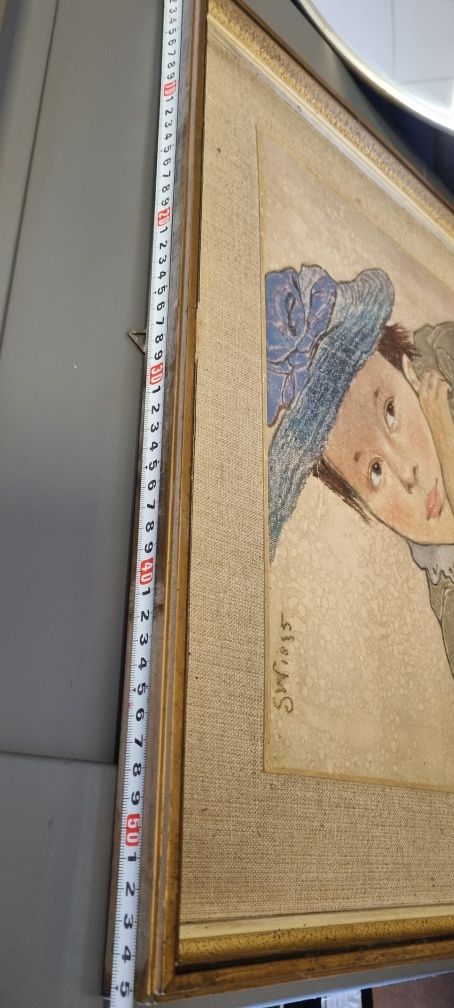 Obraz Dziewczyna  w niebieskim kapeluszu